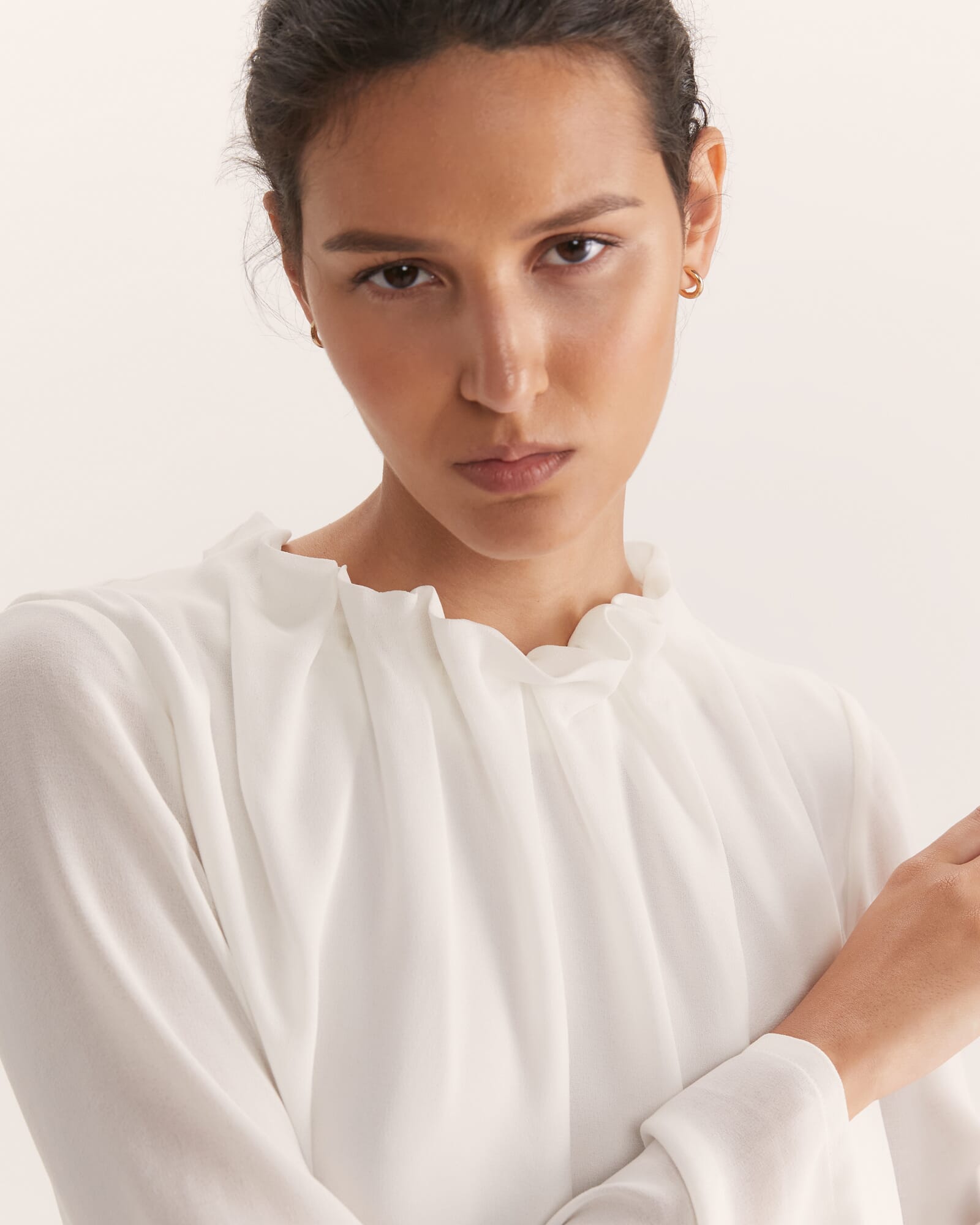 MUKASA / Rib high neck sleeve 白 MUKASA / Rib high neck sleeve