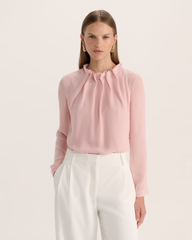Willa High Neck Long Sleeve Top in PINK FROST