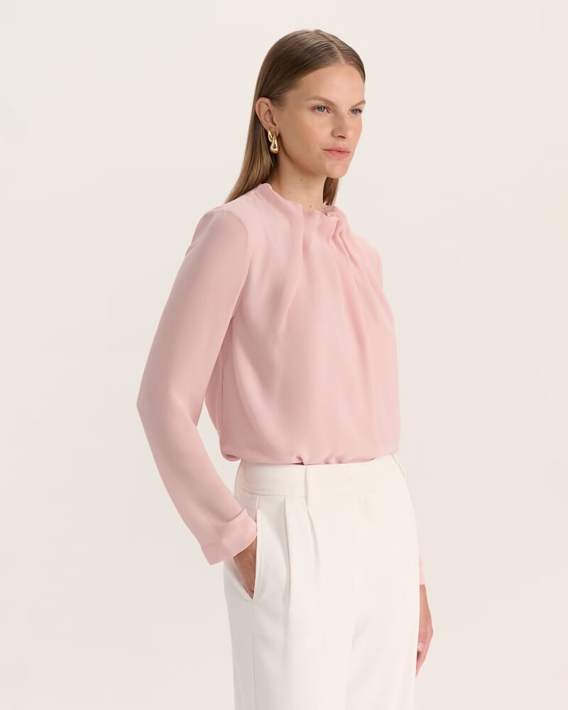 Willa High Neck Long Sleeve Top in PINK FROST