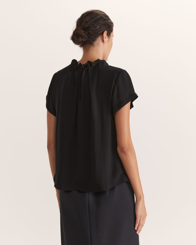 Willa High Neck Short Sleeve Top in BLACK