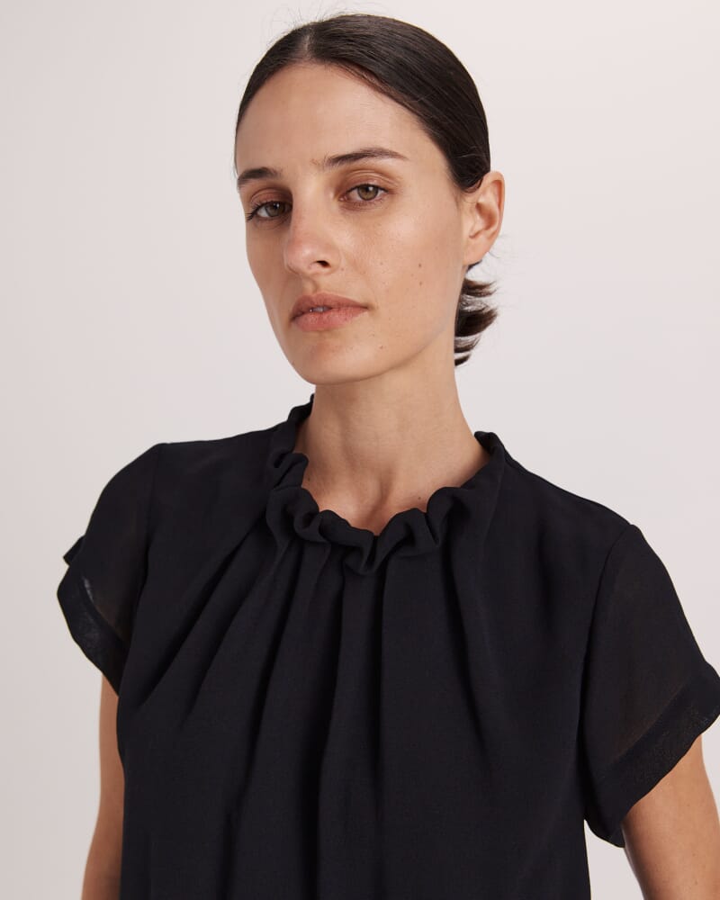 Willa High Neck Short Sleeve Top in BLACK