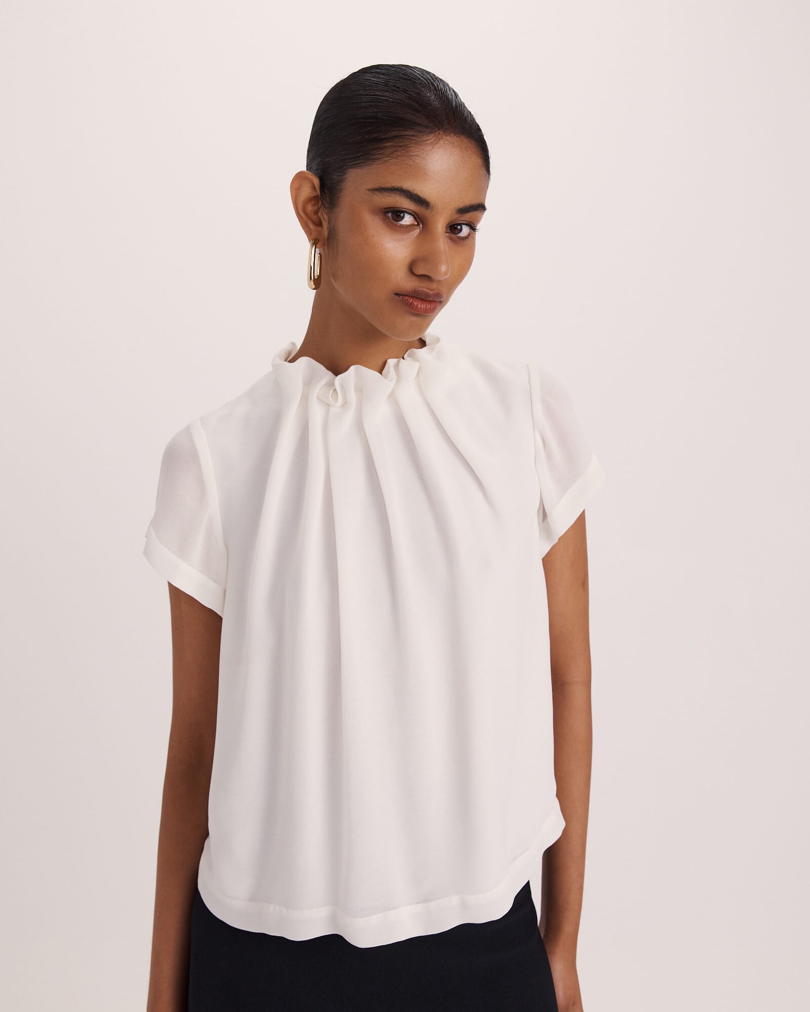Willa High Neck Short Sleeve Top