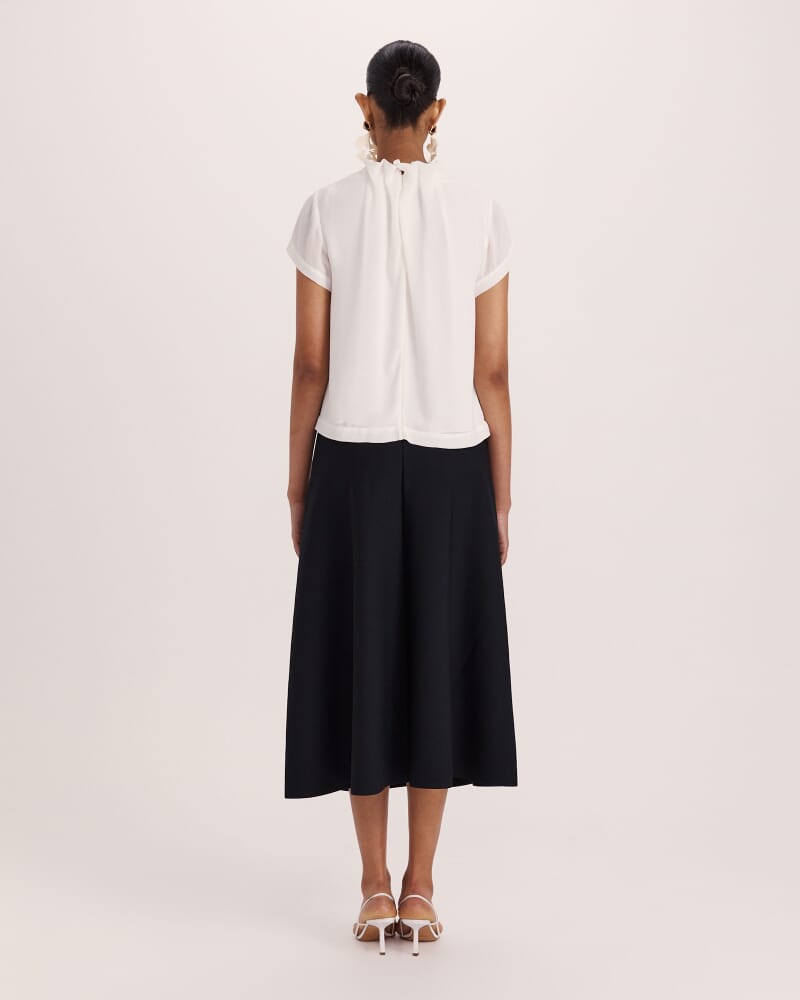 Willa High Neck Short Sleeve Top in OFF WHITE