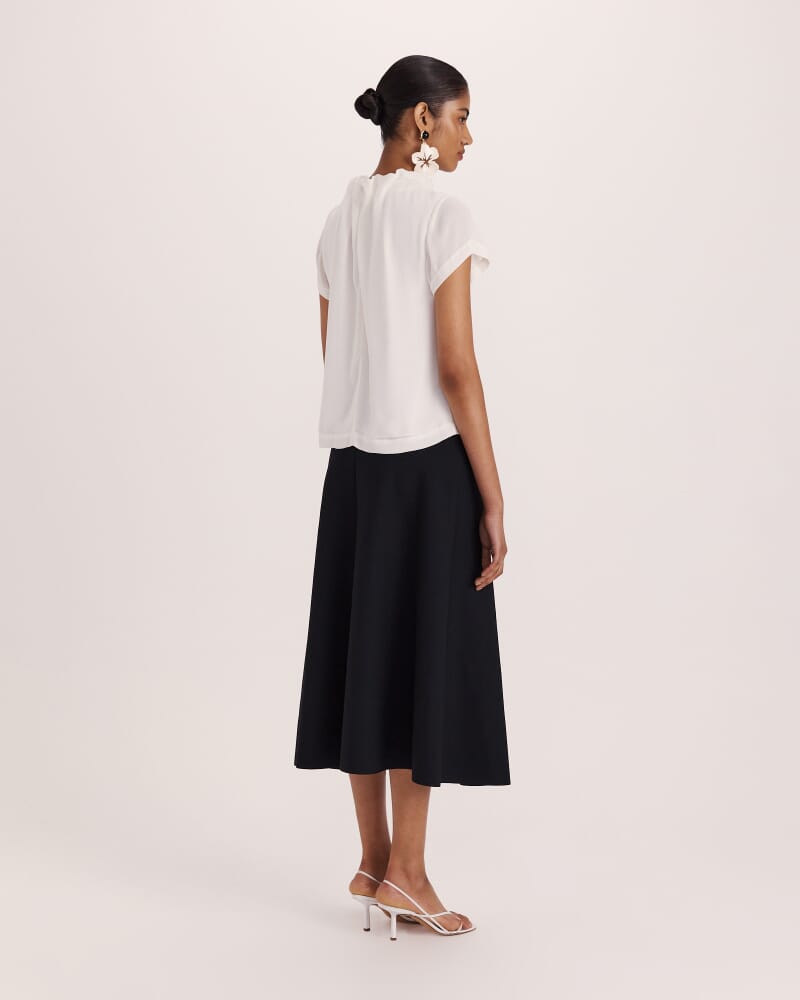 Willa High Neck Short Sleeve Top in OFF WHITE