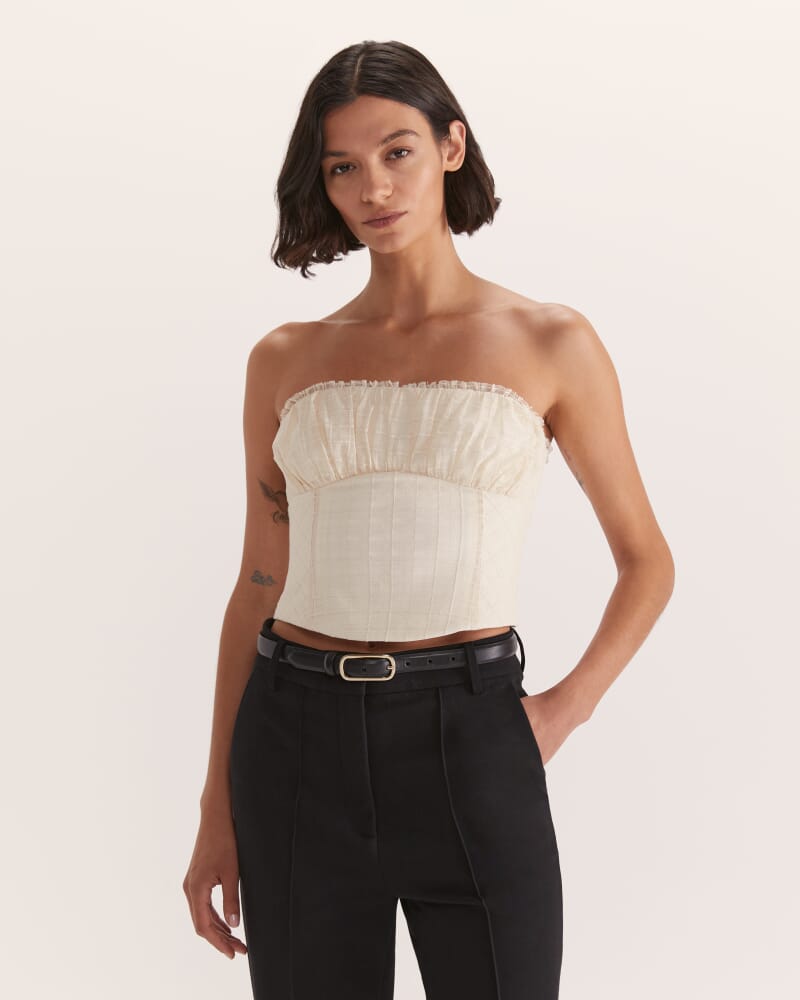 Mae Bustier Mesh Top in SOFT STONE