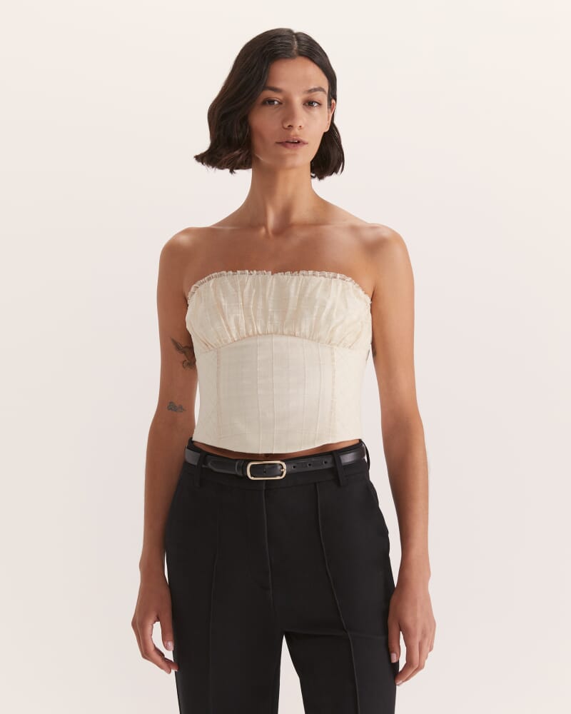 Mae Bustier Mesh Top in SOFT STONE