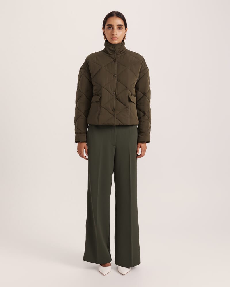 Audra Quilted Jacket in DARK KHAKI