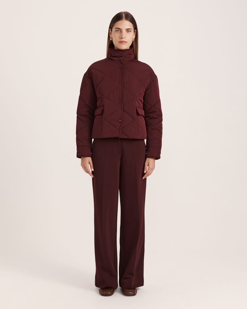 Audra Quilted Jacket in MERLOT