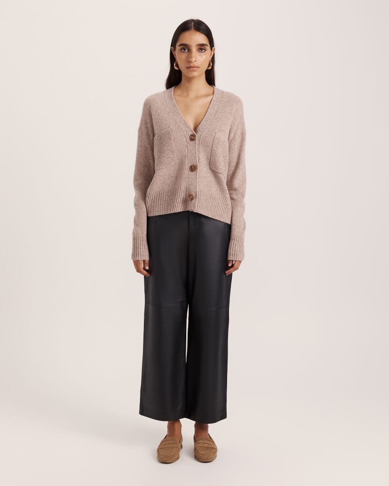 Nora Wool Cashmere Cardi in MINK
