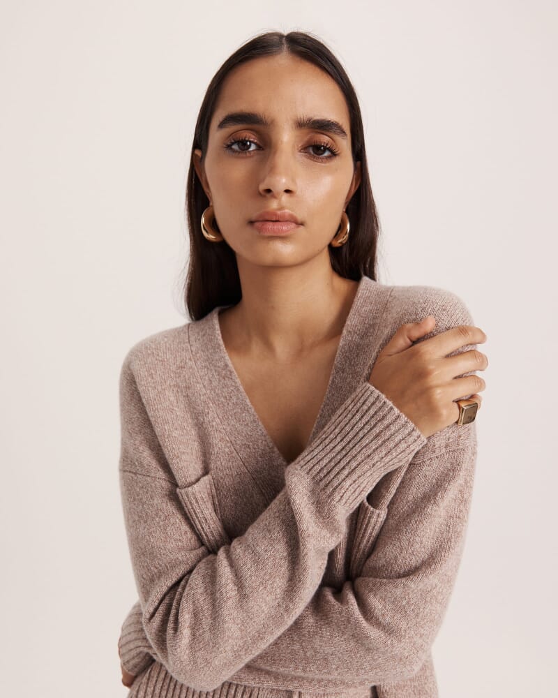 Nora Wool Cashmere Cardi in MINK