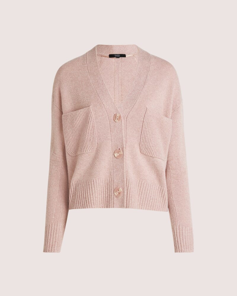 Nora Wool Cashmere Cardi in PINK MELANGE
