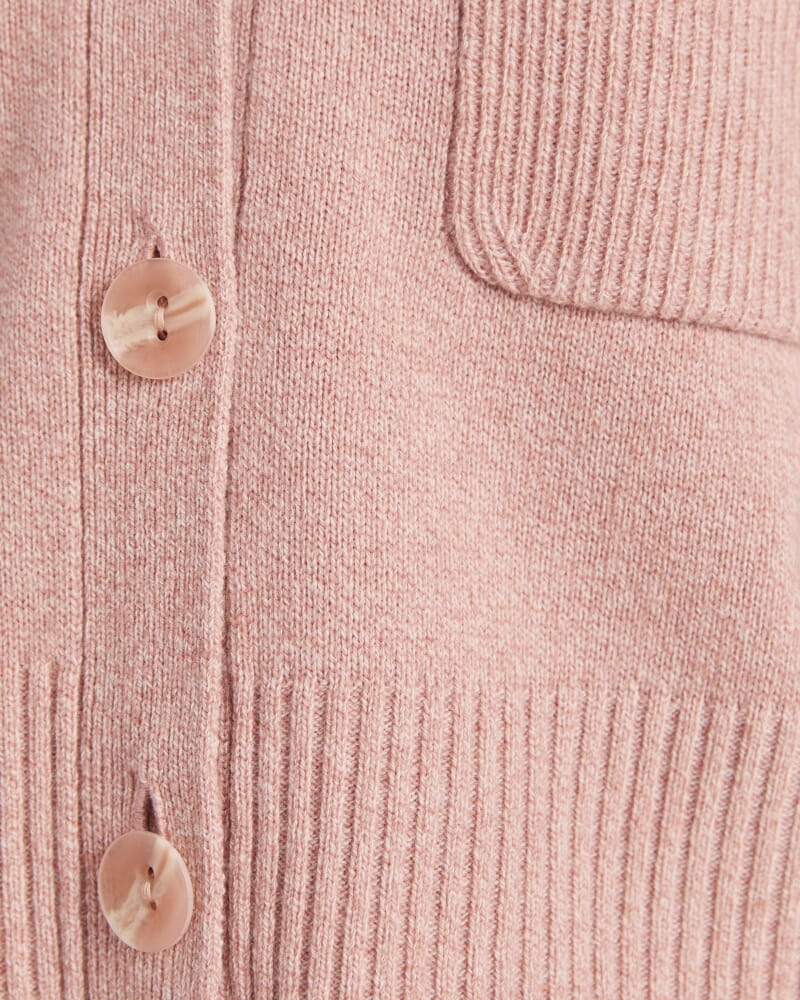 Nora Wool Cashmere Cardi in PINK MELANGE