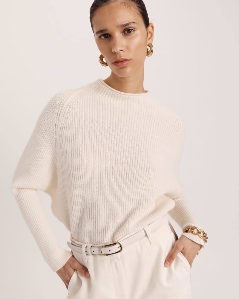 Nora Wool Batwing Sweater in VANILLA