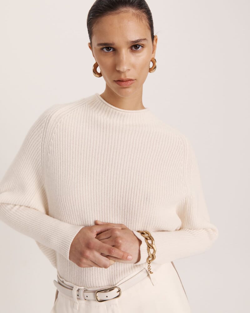 Nora Wool Batwing Sweater in VANILLA