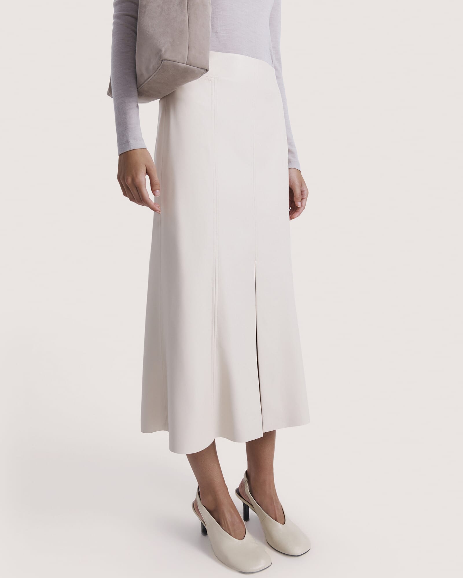 Viv Faux Leather Panel Midi Skirt