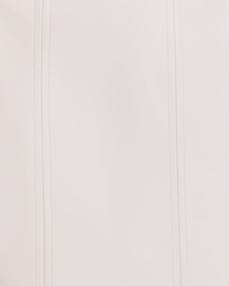 Viv Faux Leather Panel Midi Skirt in VANILLA