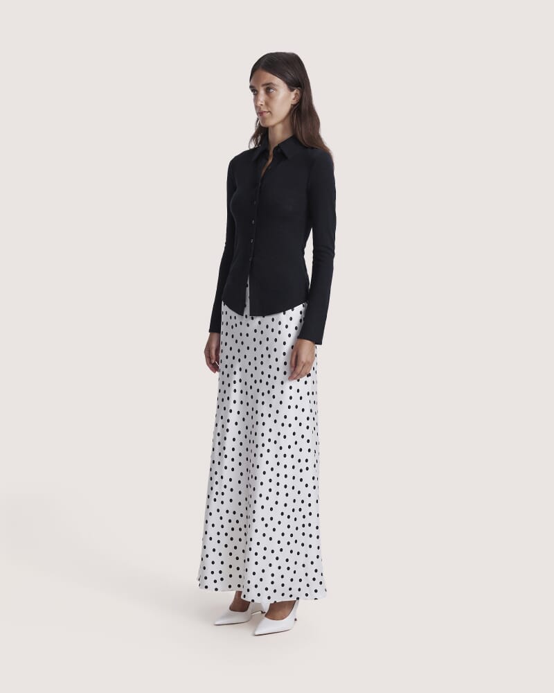 Coco Wool Long Sleeve Cardigan in BLACK