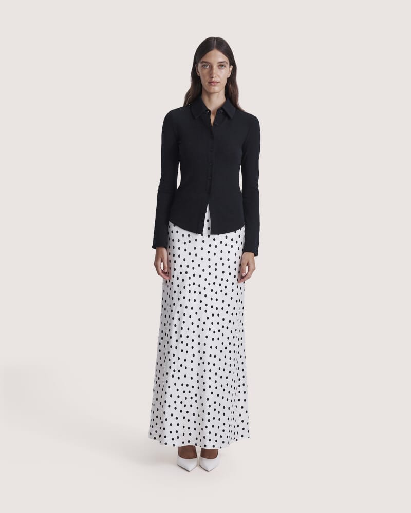 Coco Wool Long Sleeve Cardigan in BLACK