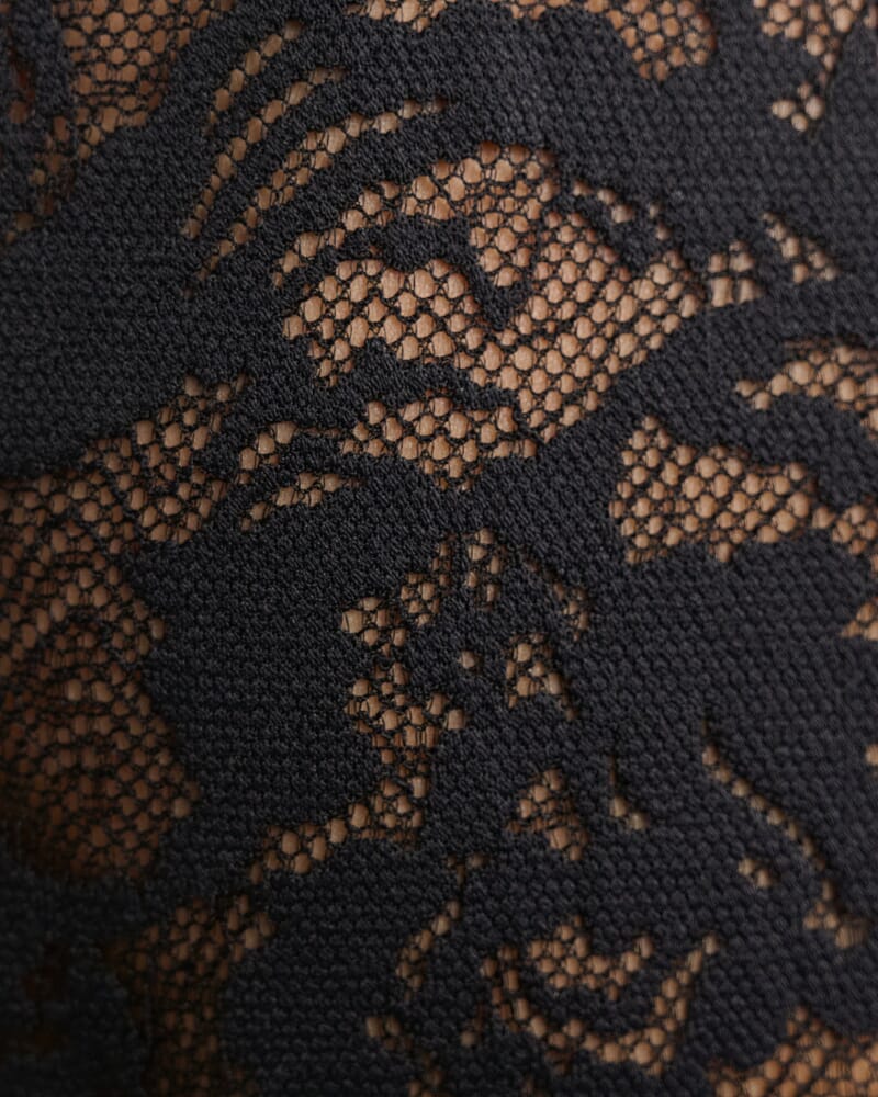 Stella Lace Long Sleeve Top in BLACK