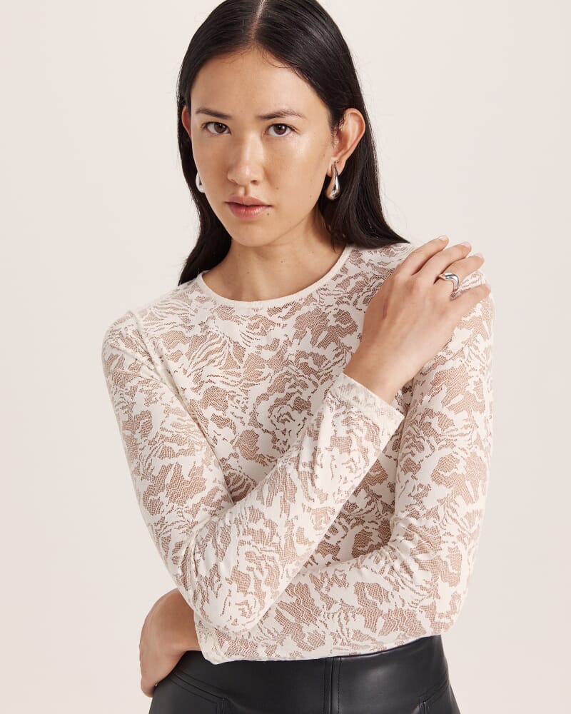 Stella Lace Long Sleeve Top in MILK