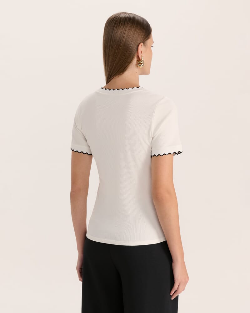 Emilie Tipped Ribbed Tee in WHITE/BLACK