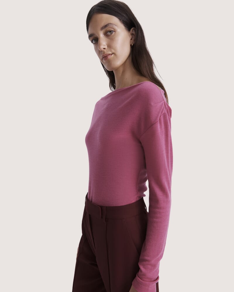 Coco Wool Boat Neck Top in ROSE