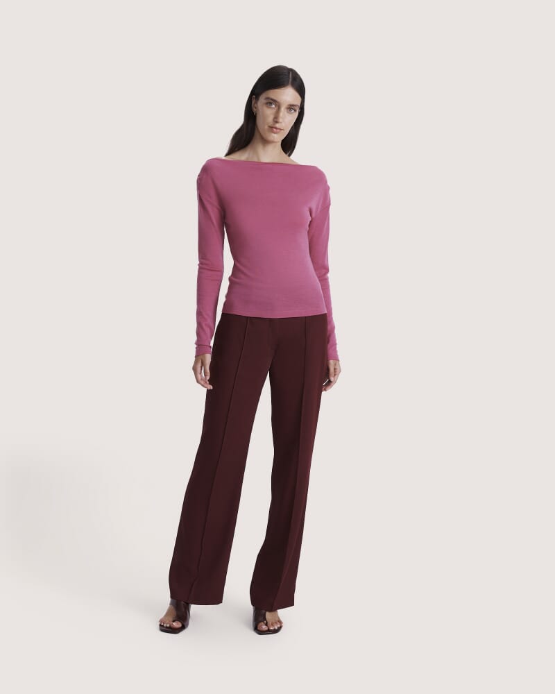 Coco Wool Boat Neck Top in ROSE