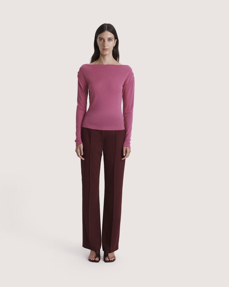Coco Wool Boat Neck Top in ROSE