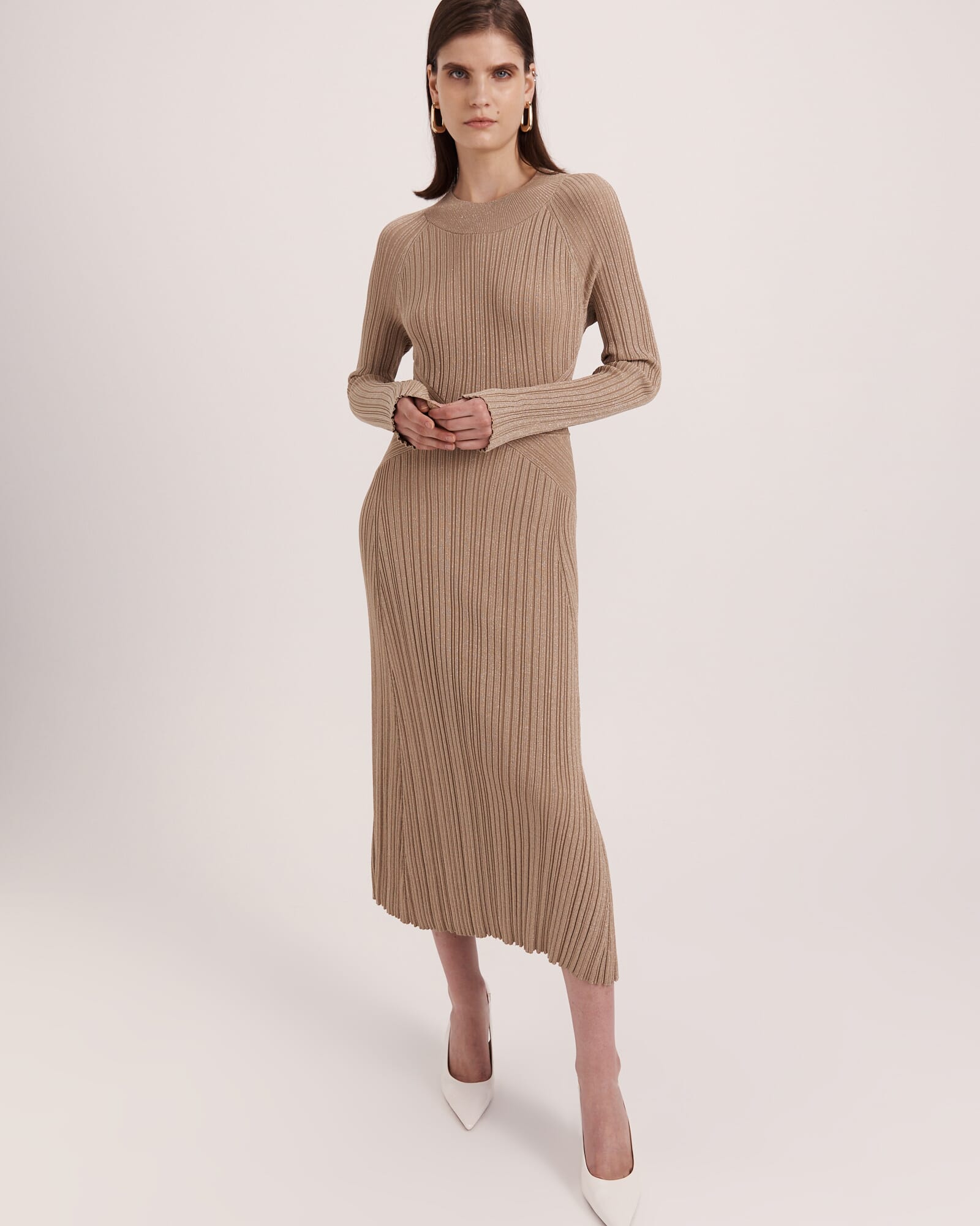 Metallic Ribbed Knit Dress