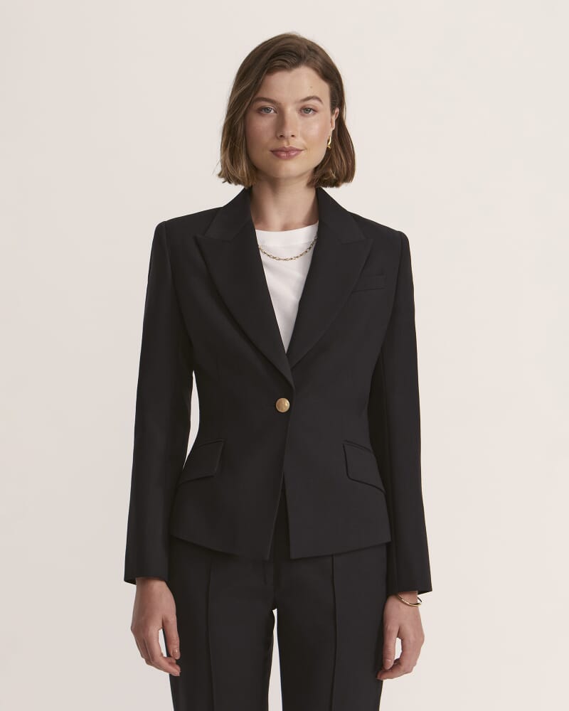 Celeste Fitted Wool Jacket in BLACK