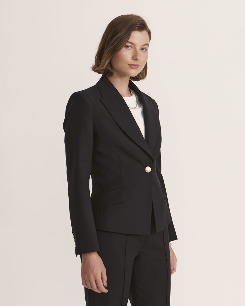 Celeste Fitted Wool Jacket in BLACK