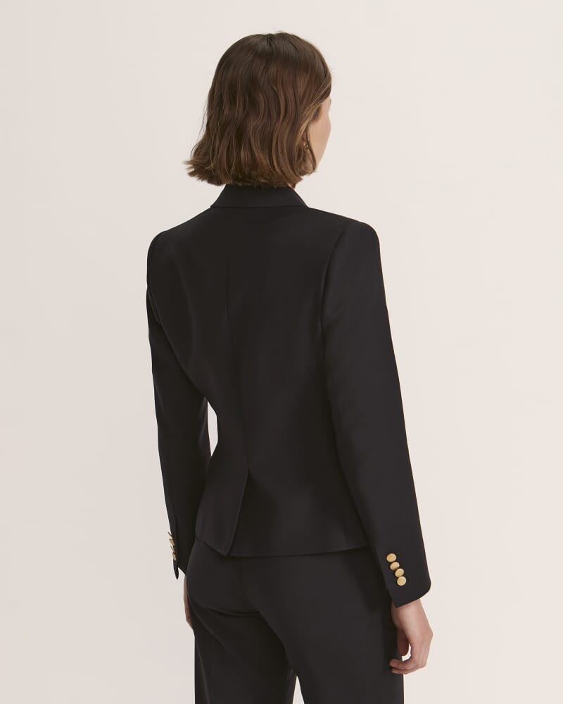 Celeste Fitted Wool Jacket in BLACK