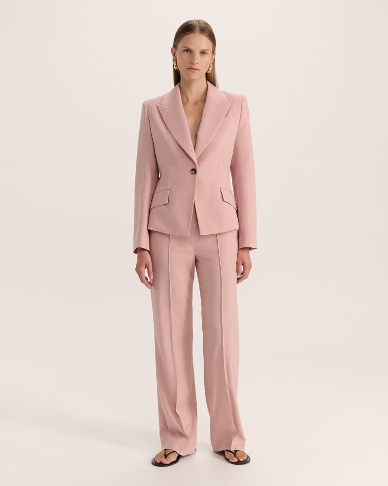 Celeste Fitted Wool Jacket in PINK SALT