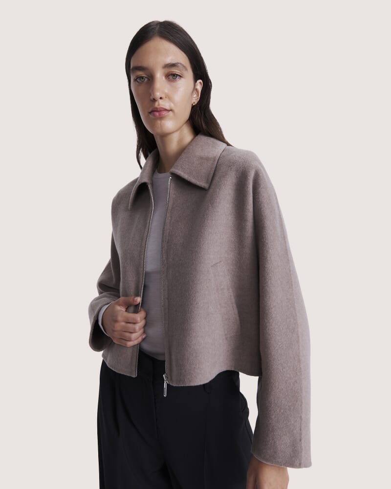 Kayla Wool Bomber Jacket in MINK
