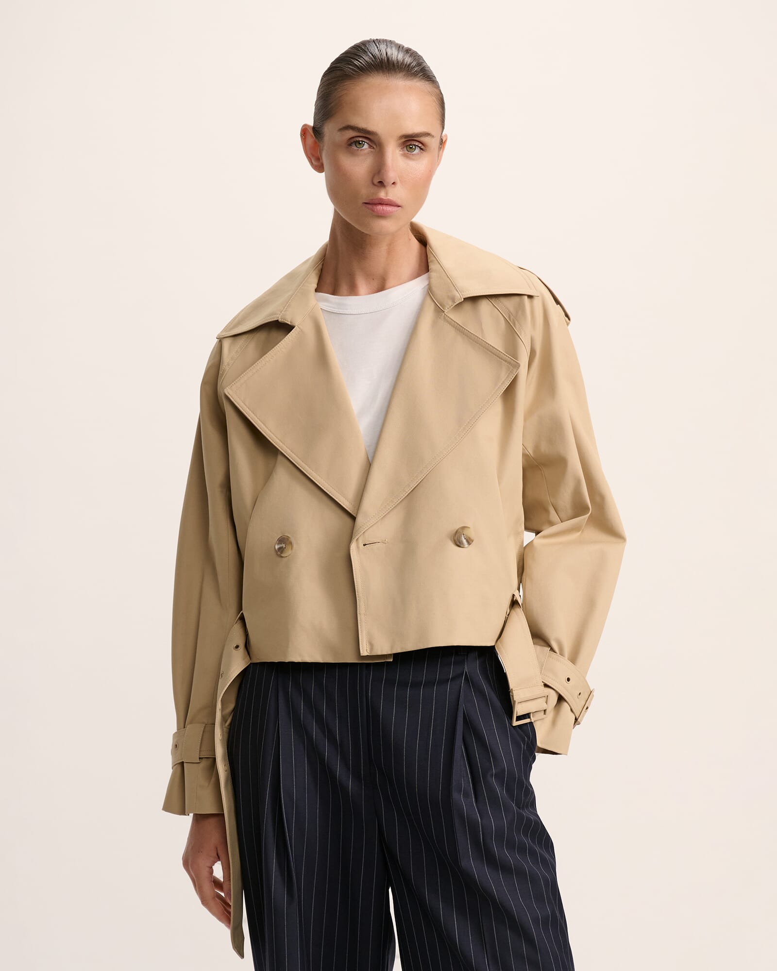 Lana Cropped Cotton Trench