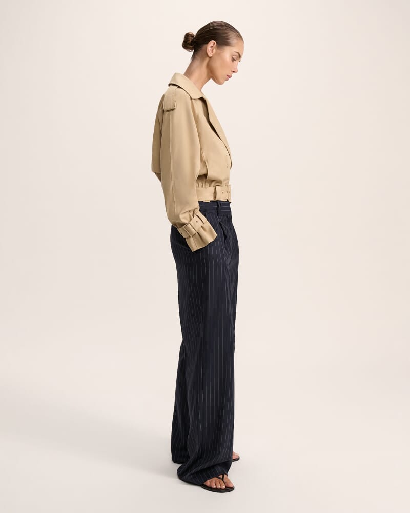 Lana Cropped Cotton Trench in CAPPUCCINO