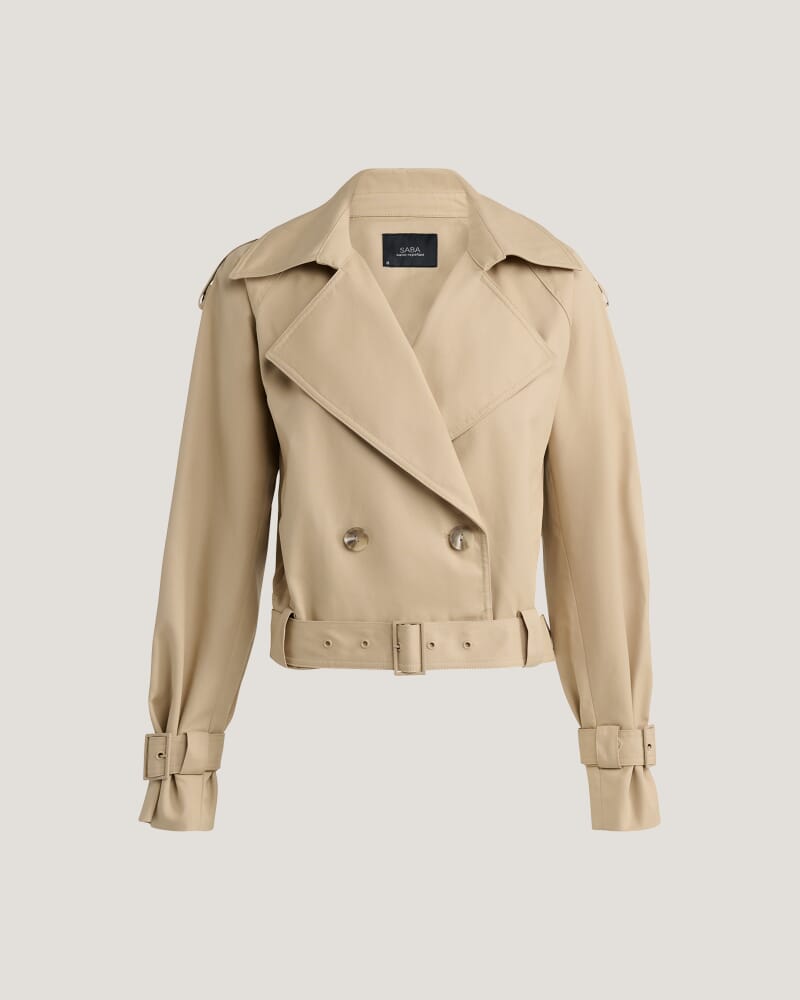 Lana Cropped Cotton Trench in CAPPUCCINO