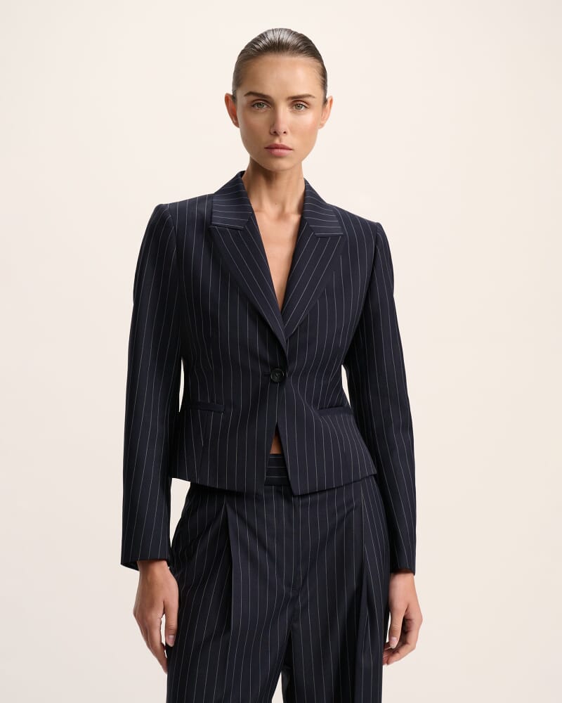 Polly Pinstripe Jacket in NAVY/IVORY