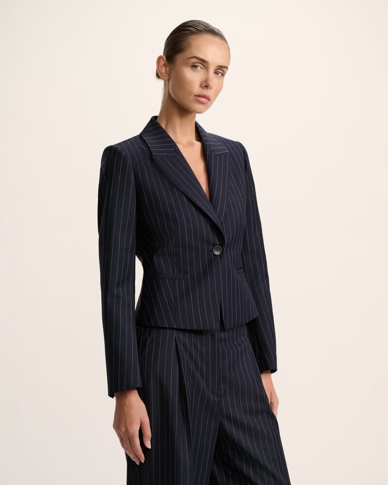 Polly Pinstripe Jacket in NAVY/IVORY