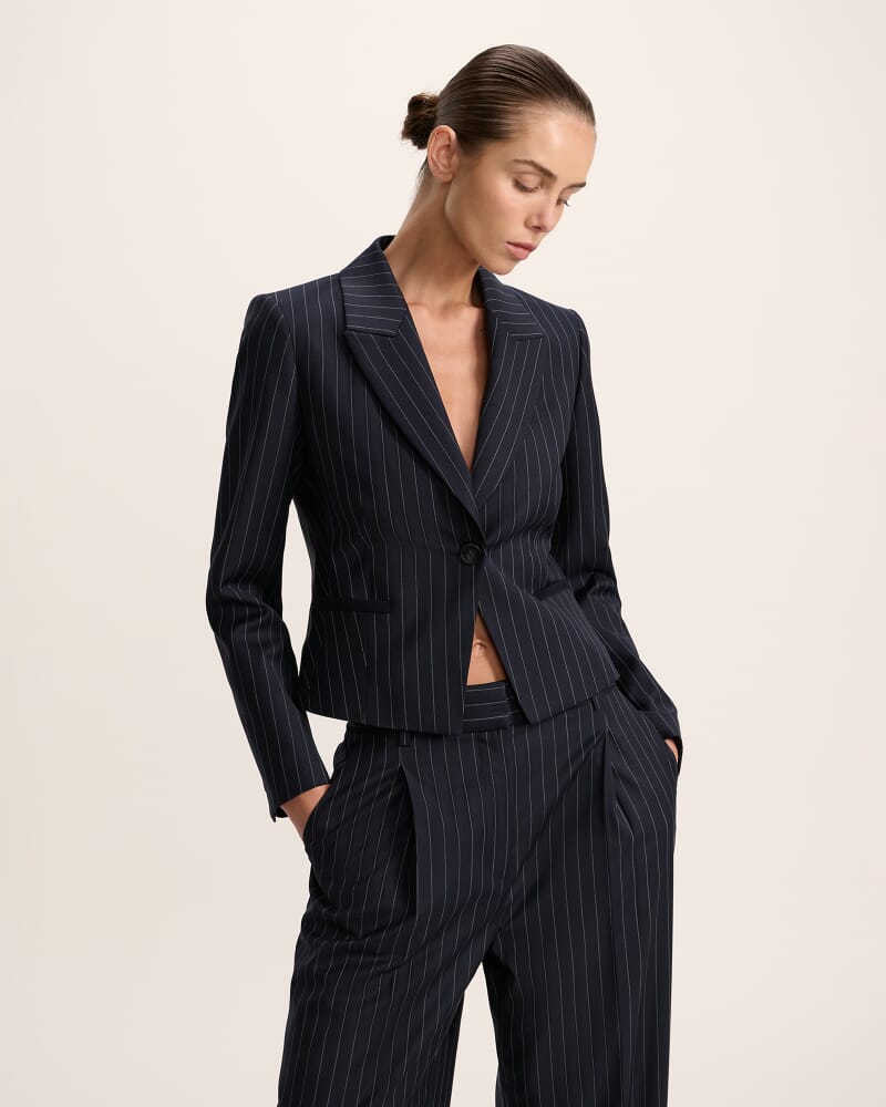 Polly Pinstripe Jacket in NAVY/IVORY