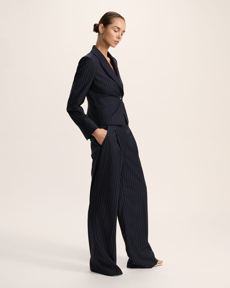 Polly Pinstripe Jacket in NAVY/IVORY