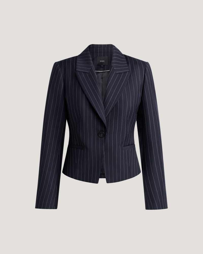 Polly Pinstripe Jacket in NAVY/IVORY