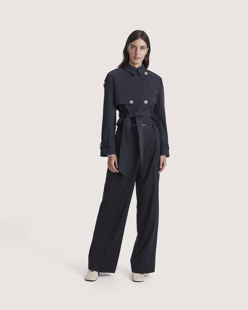 Tia Cropped Trench in BLACK