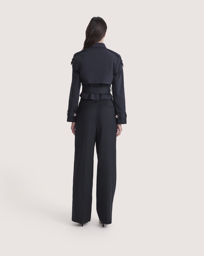 Tia Cropped Trench in BLACK