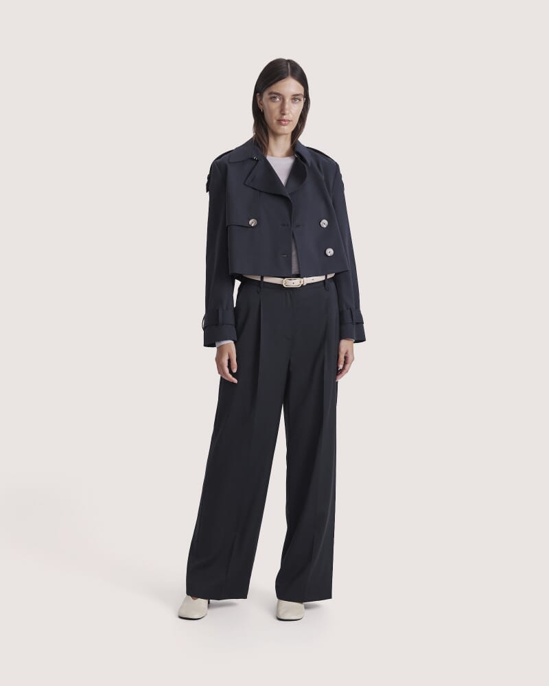 Tia Cropped Trench in BLACK