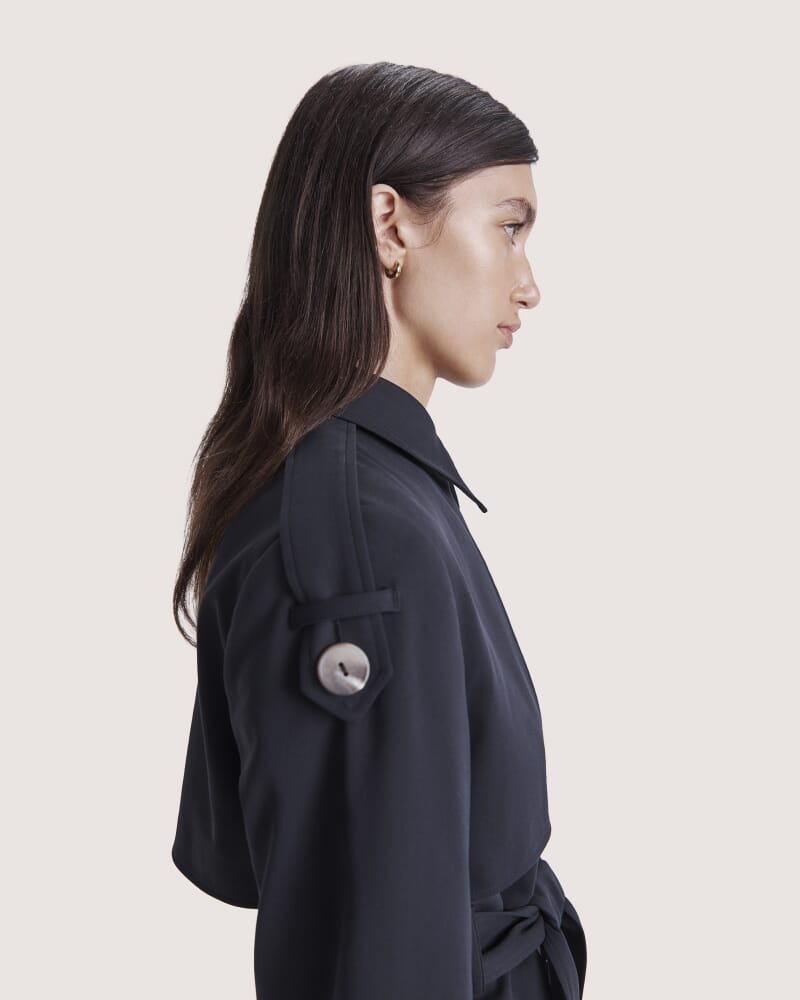 Tia Cropped Trench in BLACK