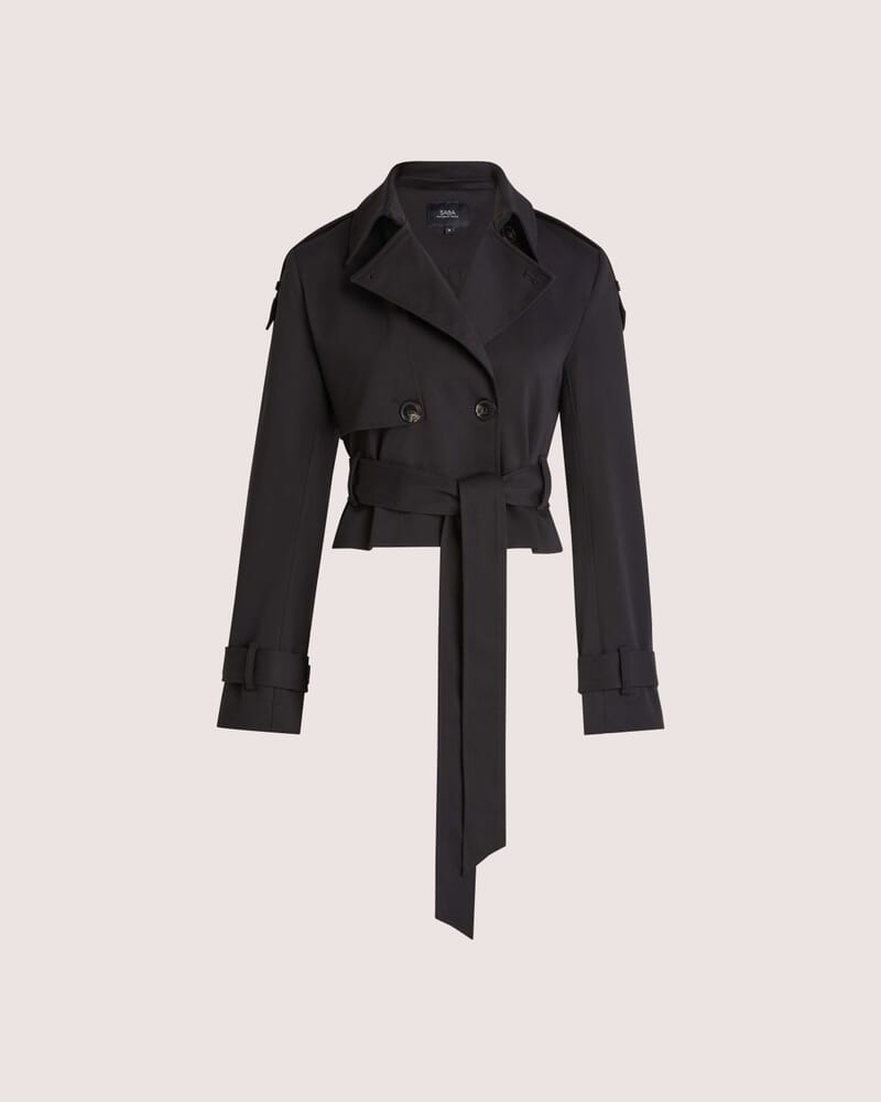 Tia Cropped Trench in BLACK