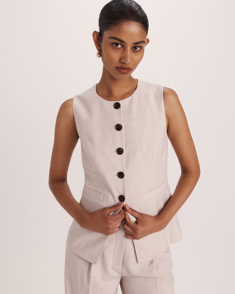 Celeste Wool Crew Neck Vest in OATMEAL MELANGE