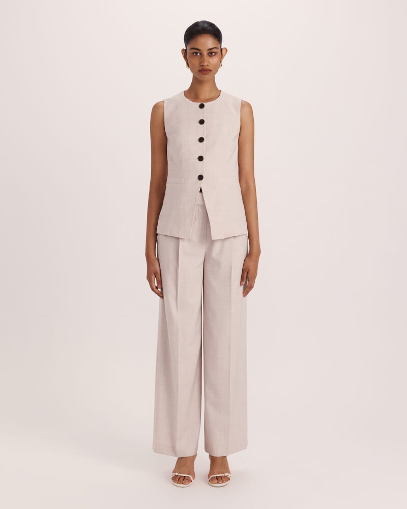 Celeste Wool Crew Neck Vest in OATMEAL MELANGE