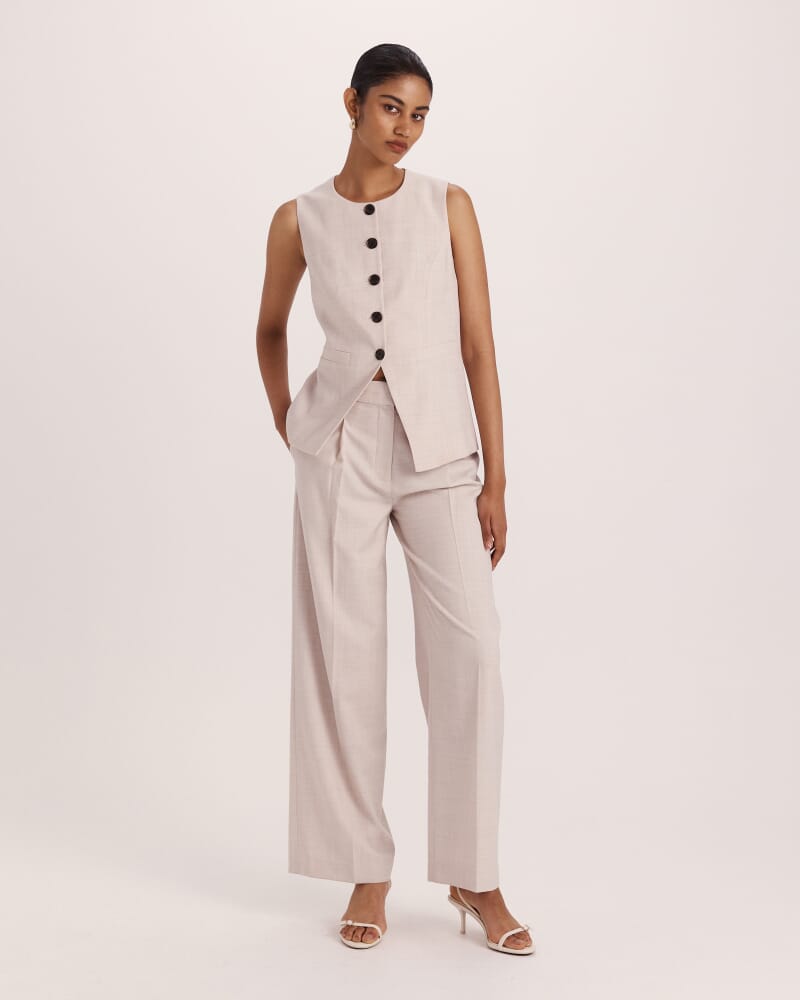 Celeste Wool Crew Neck Vest in OATMEAL MELANGE